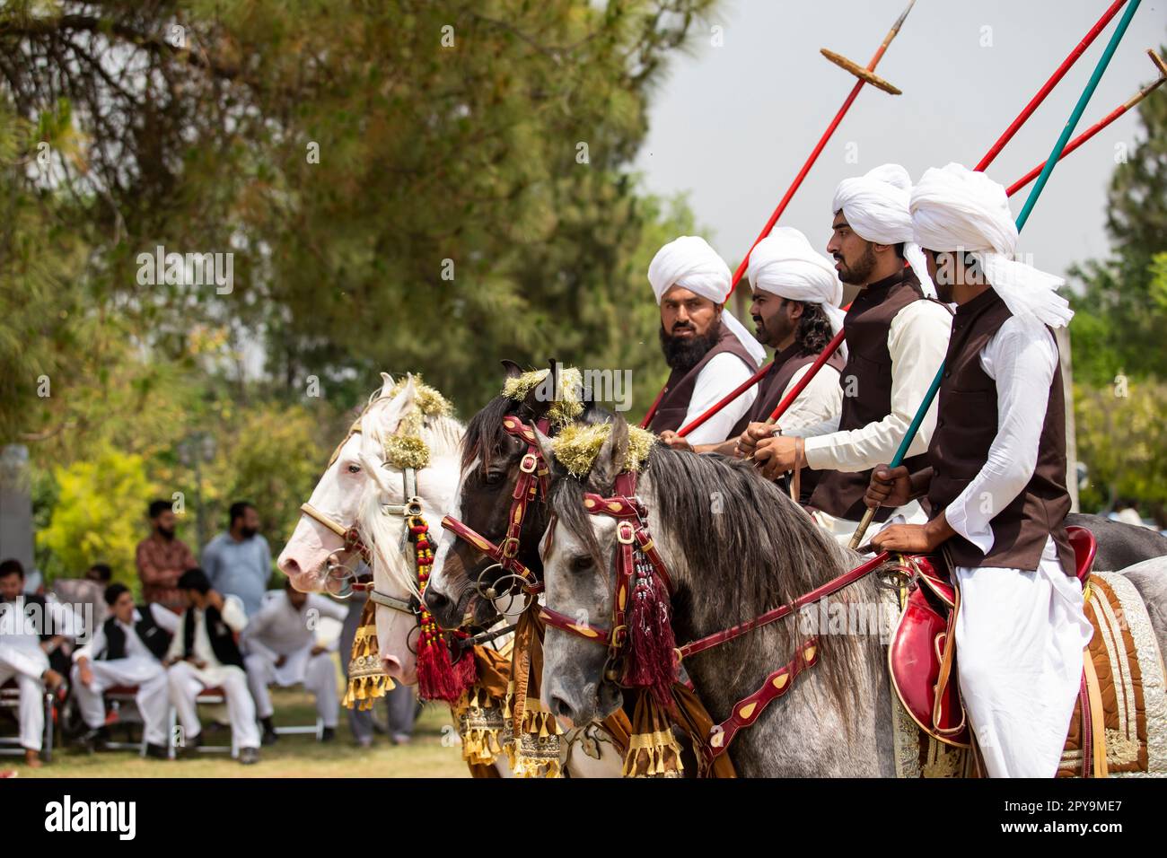 Pakistan, Asian Horse rider on traditional Islamabad Championship tent ...