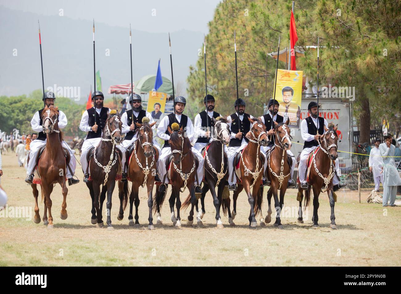 Pakistan, Asian Horse rider on traditional Islamabad Championship tent ...