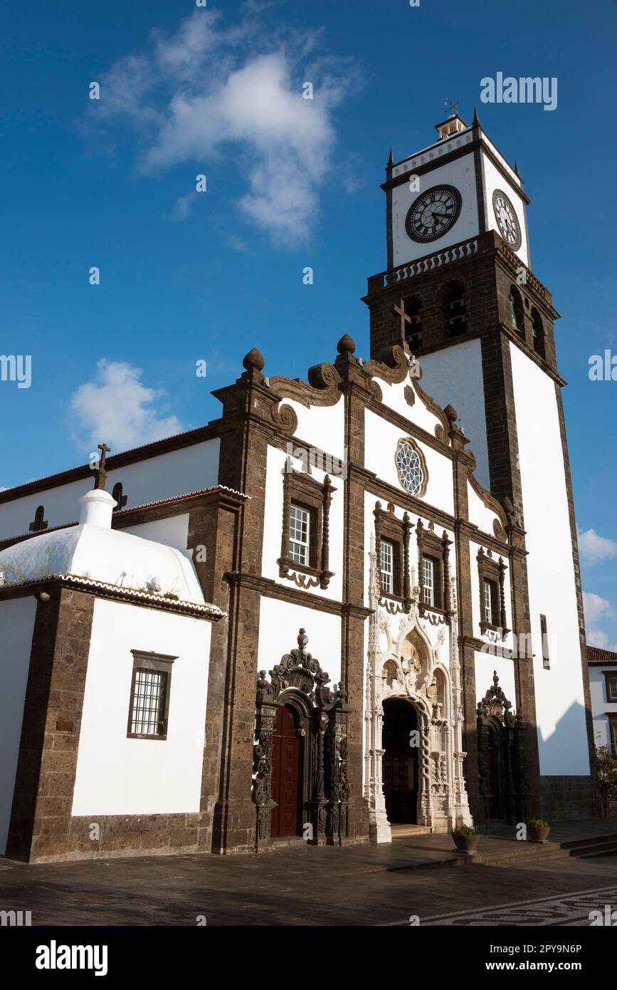 Church, Igreja Matriz de Sao Sebastiao, Ponta Delgada, Sao Miguel, Azores, Portugal Stock Photo