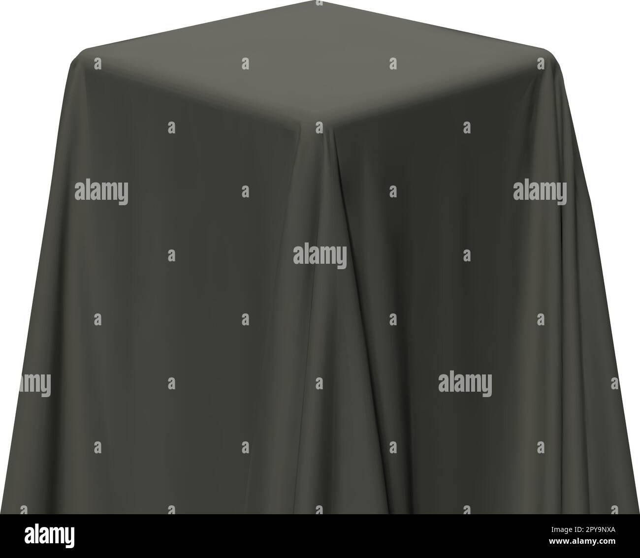 Black fabric covering a cube or rectangular shape Stock Vector Image