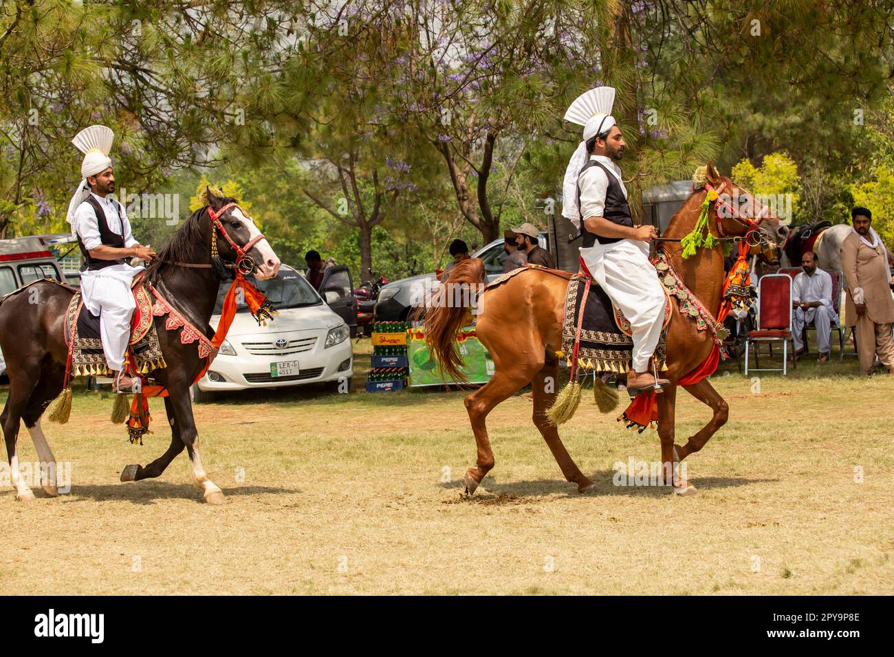 Pakistan, Asian Horse rider on traditional Islamabad Championship tent ...