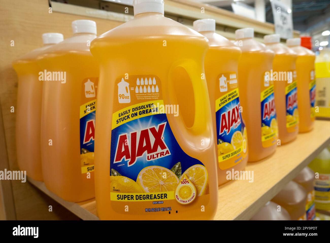 Housecleaning products are available at the Home Depot in New York City, 2023, United States