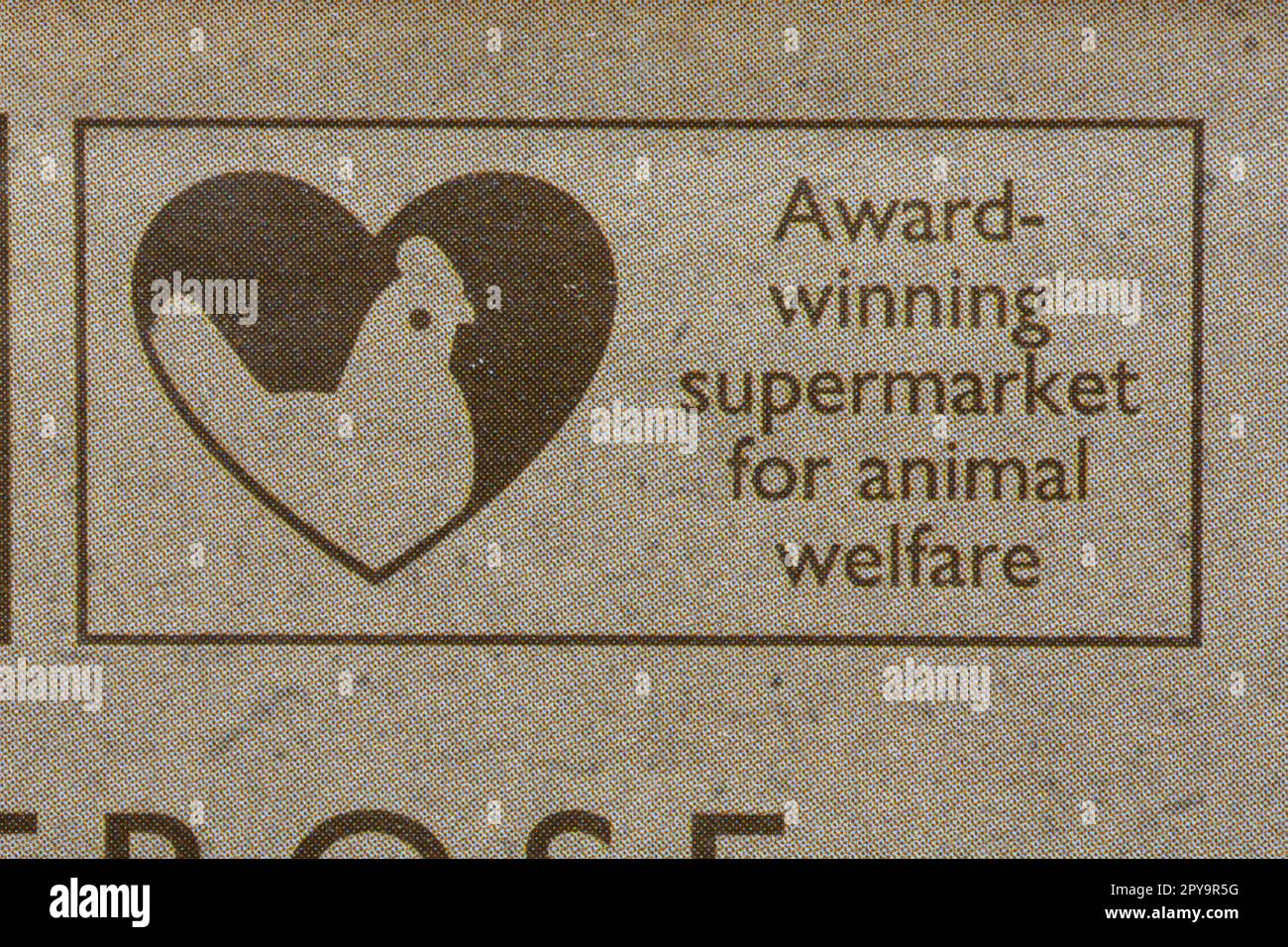 Award winning supermarket for animal welfare detail on carton of Waitrose 6 large free range
