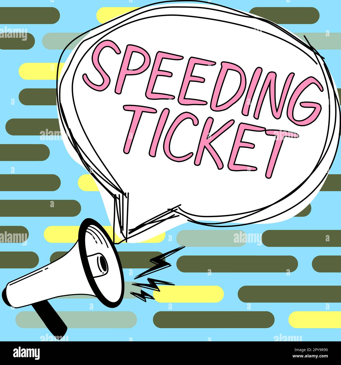 Hand writing sign Speeding Ticket. Word Written on psychological test for the maximum speed of performing a task Stock Photo
