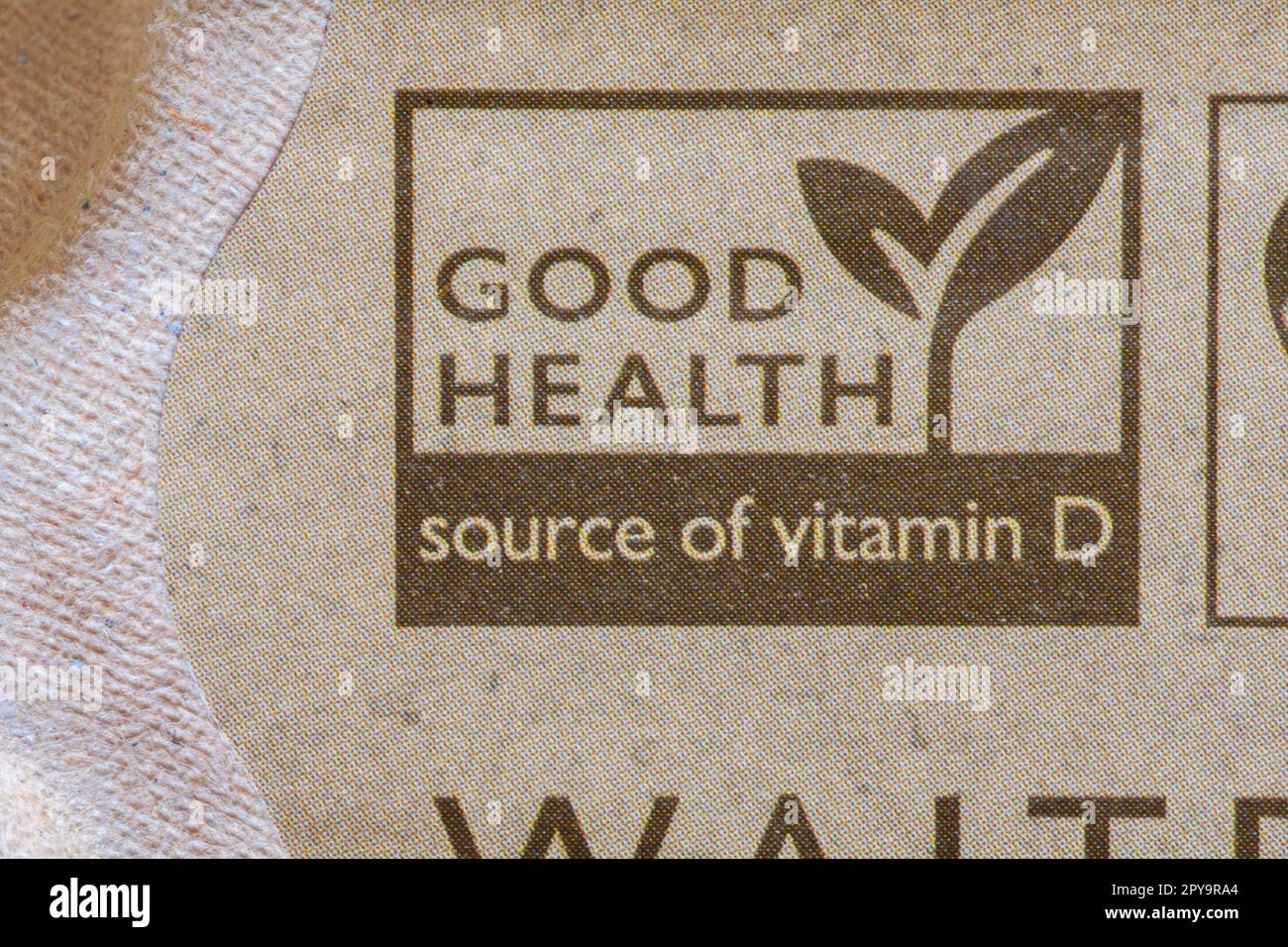 Good Health source of vitamin D detail on carton of Waitrose 6 large free range eggs Stock