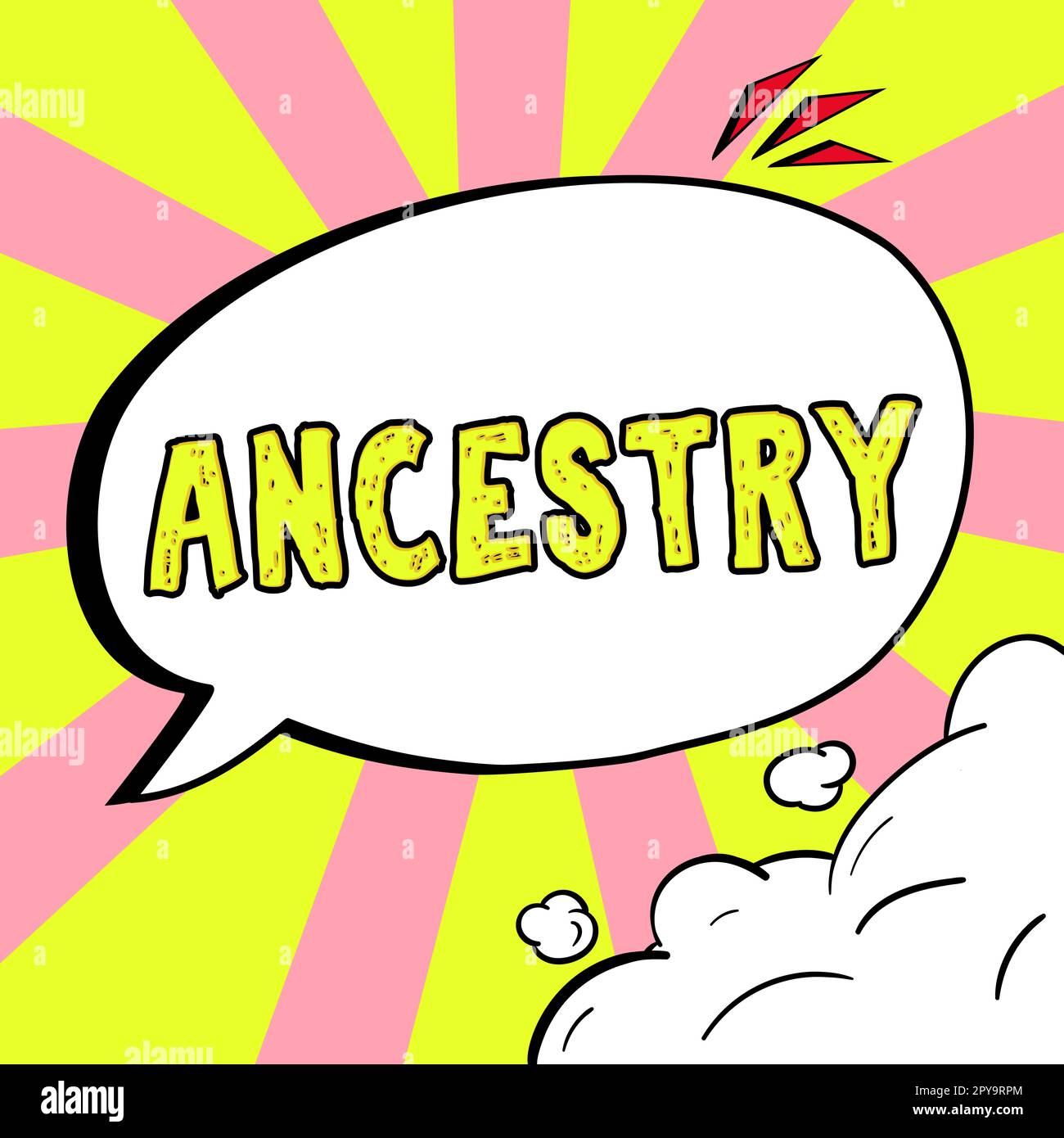 Text caption presenting Ancestry. Concept meaning the history or developmental process of a phenomenon object idea or style Stock Photo