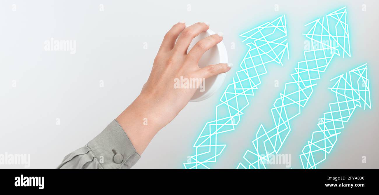 The hand turns the round Switch Showing New Futuristic Technologies ...