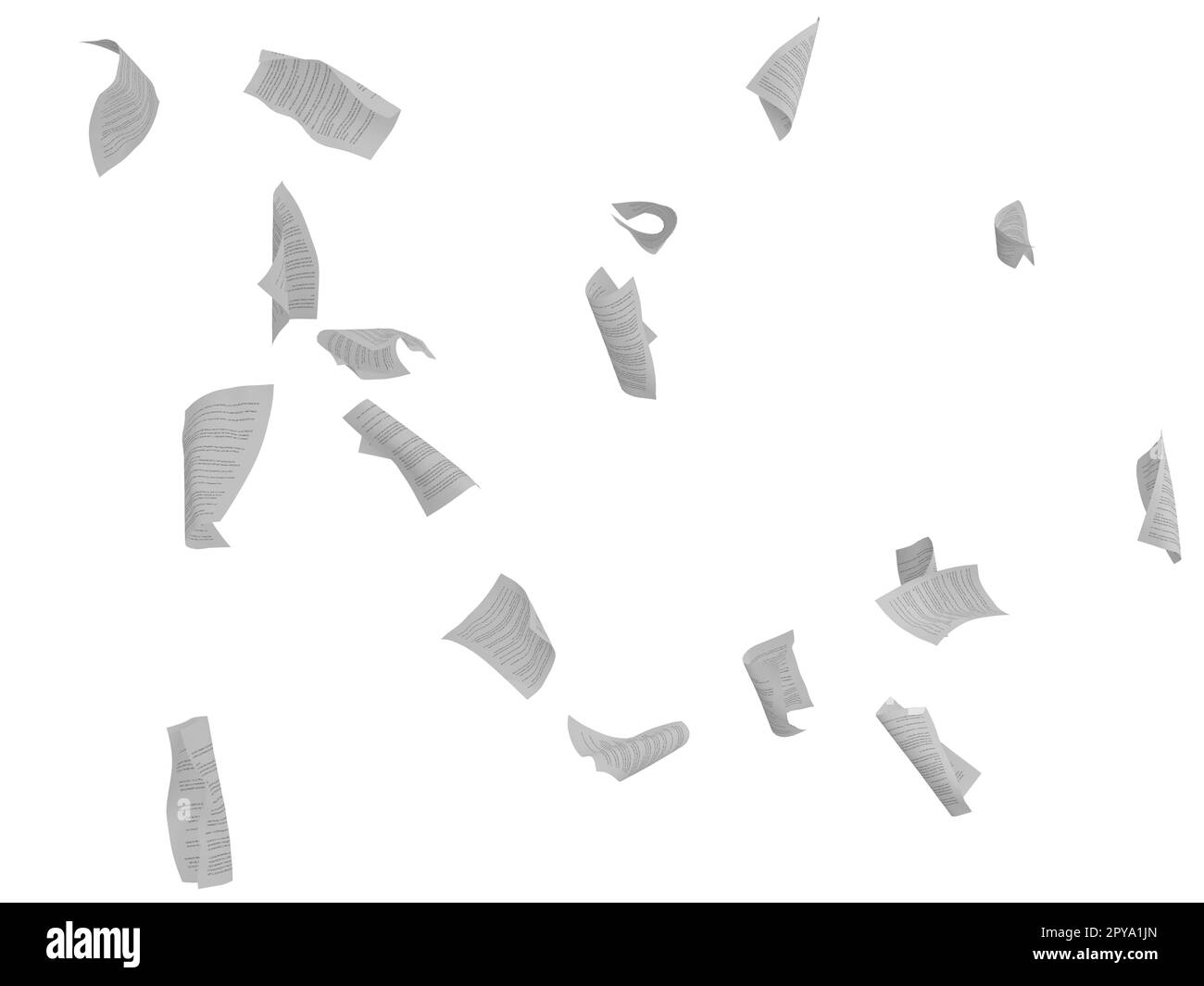 Flying sheets of papers. bureaucracy and overworked concept. 3d rendering Stock Photo