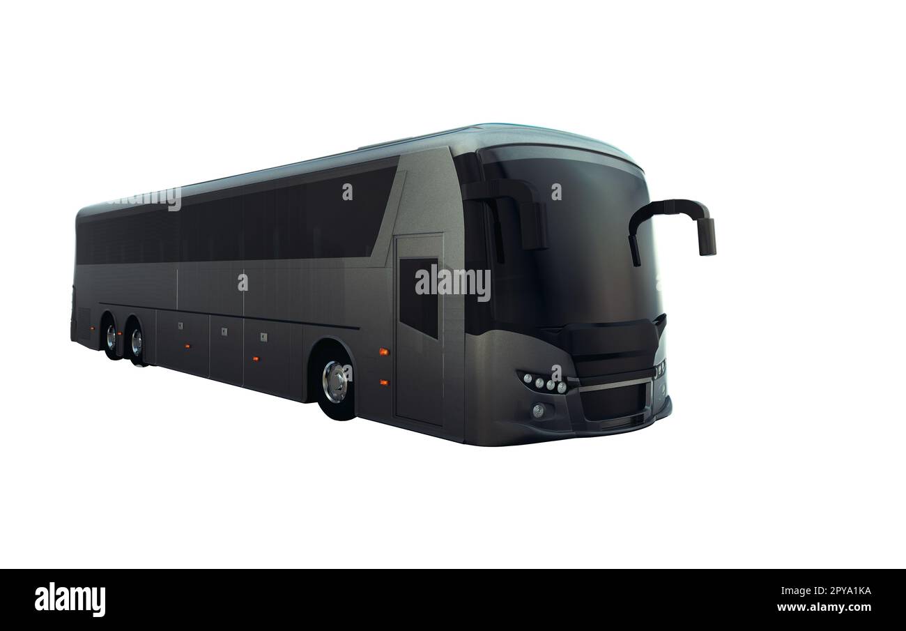 Black speed bus to transport people for trips or transfers. 3d rendering Stock Photo