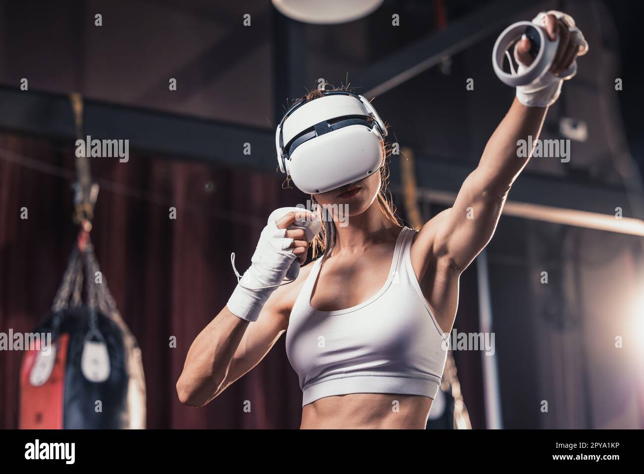 Fitness lovers battle against other gym members by wearing virtual