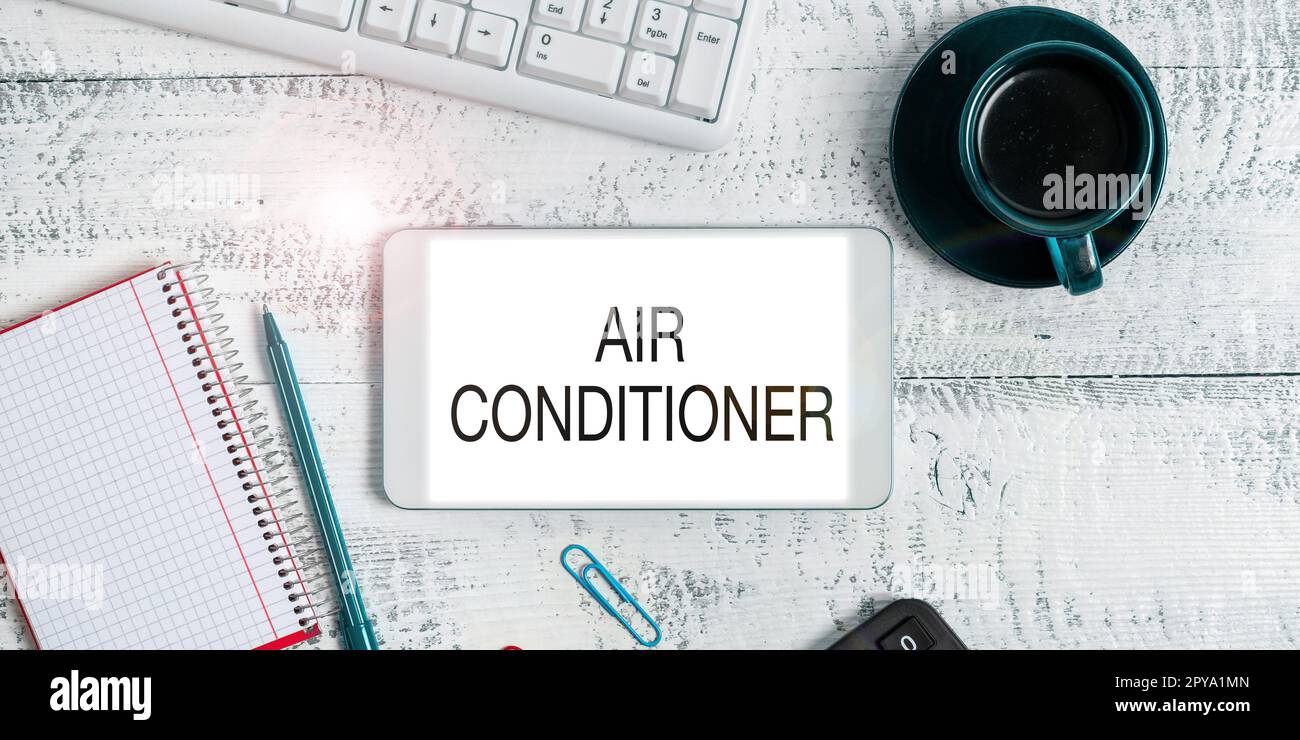 Hand writing sign Air Conditioner. Concept meaning apparatus for