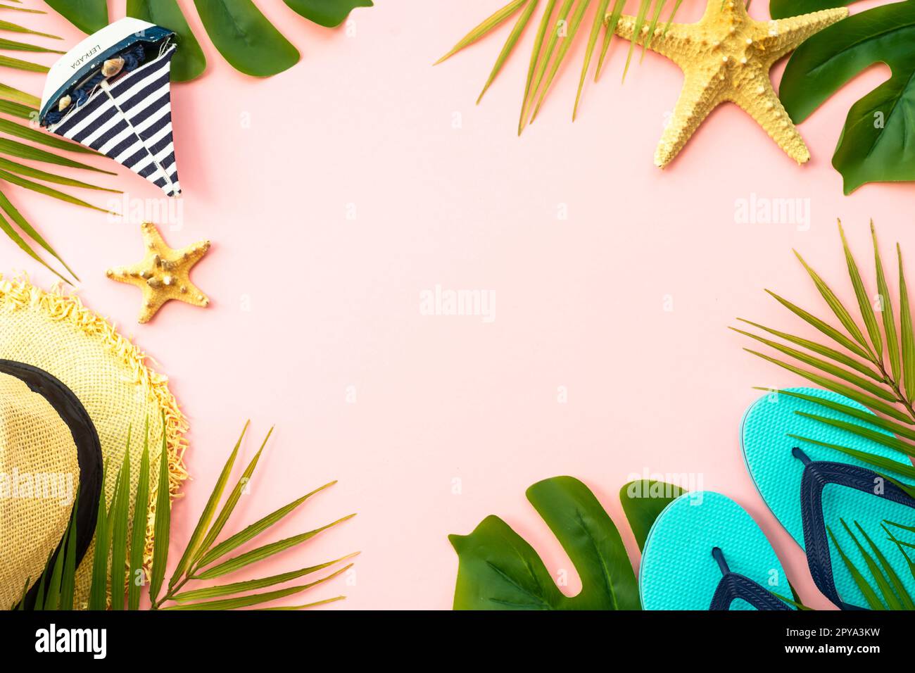 Summer flat lay background, sea vacation on white Stock Photo - Alamy