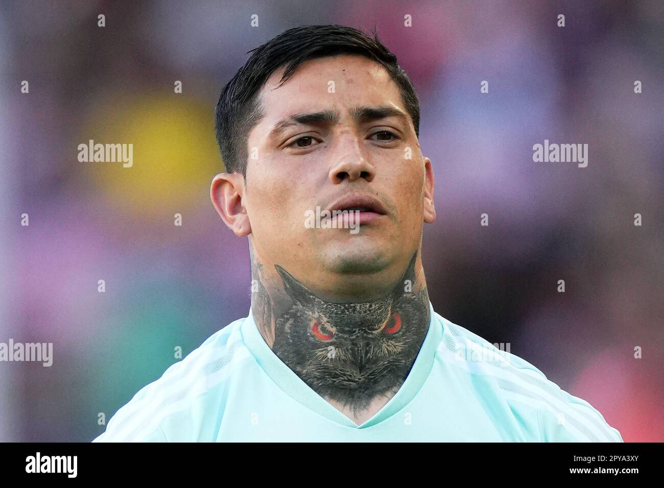 Chimy Avila of CA Osasuna owl tattoo during the La Liga match between ...
