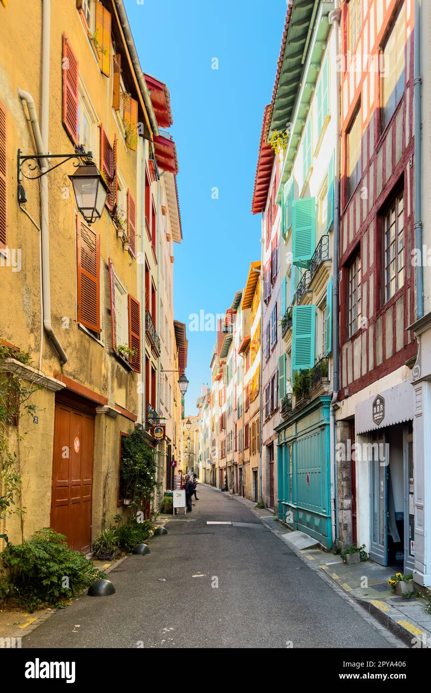 Bayonne, France - April 18, 2023: Old buildings in Bayonne town, Aquitaine, France. High quality photography Stock Photo