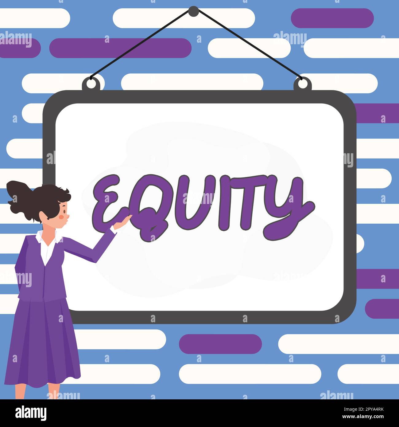 Text caption presenting Equity. Concept meaning quality of being fair and impartial race free One hand Unity Stock Photo