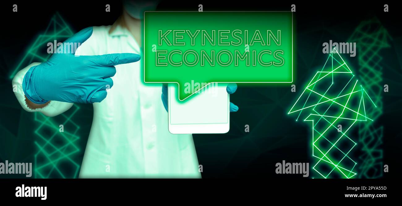 Sign displaying Keynesian Economics. Concept meaning monetary and fiscal programs by government to increase employment Stock Photo