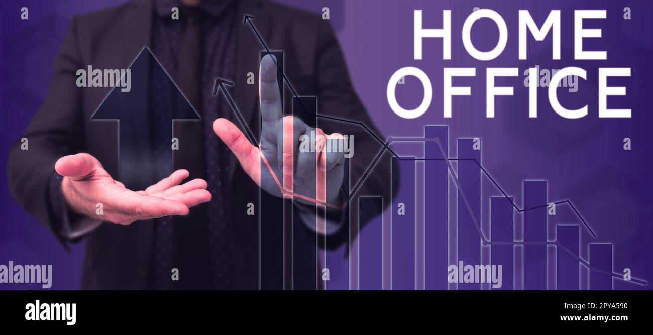 Conceptual caption Home Office. Business showcase space designated in a person's residence for