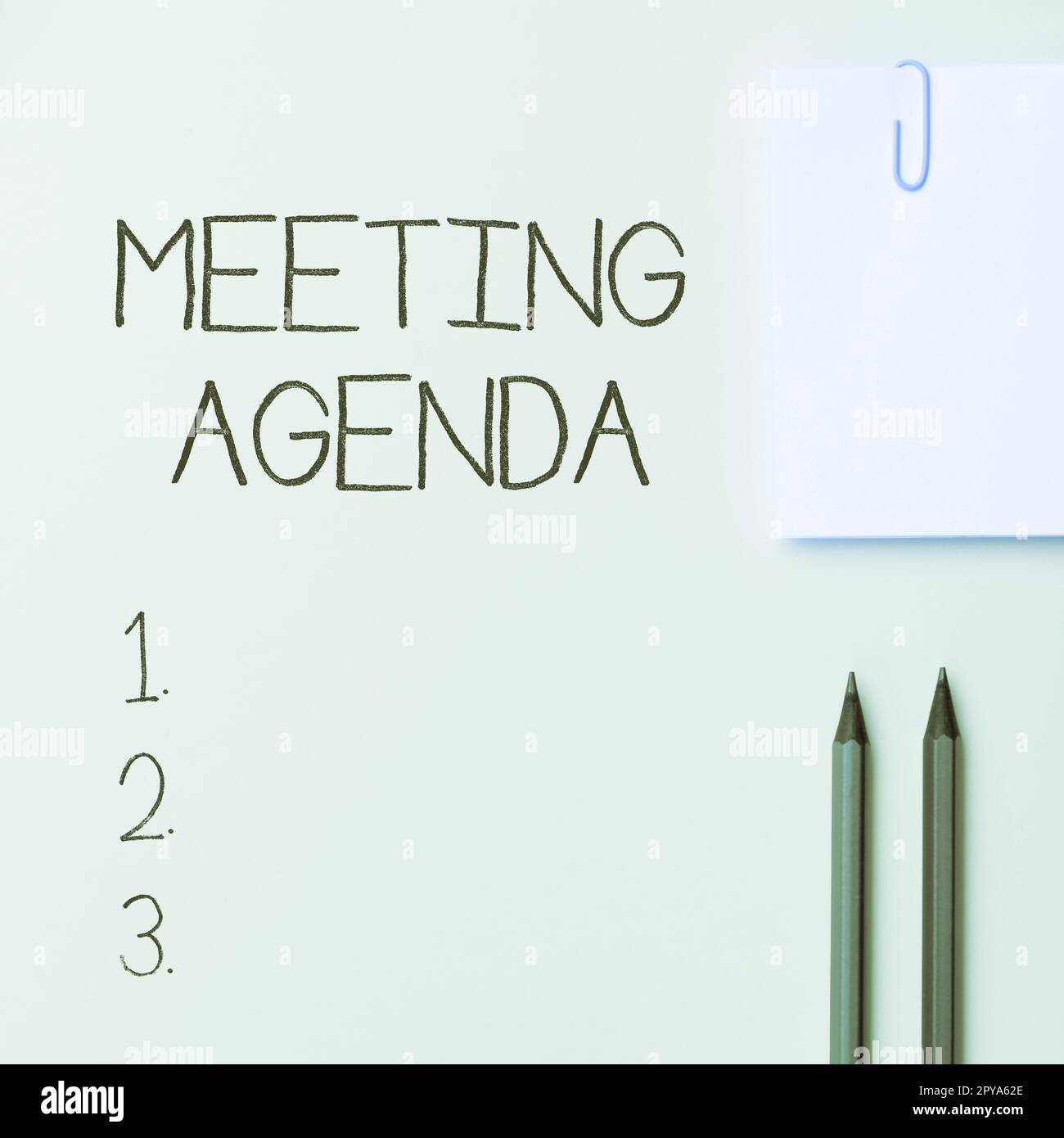 Handwriting text Meeting Agenda. Conceptual photo An agenda sets clear ...