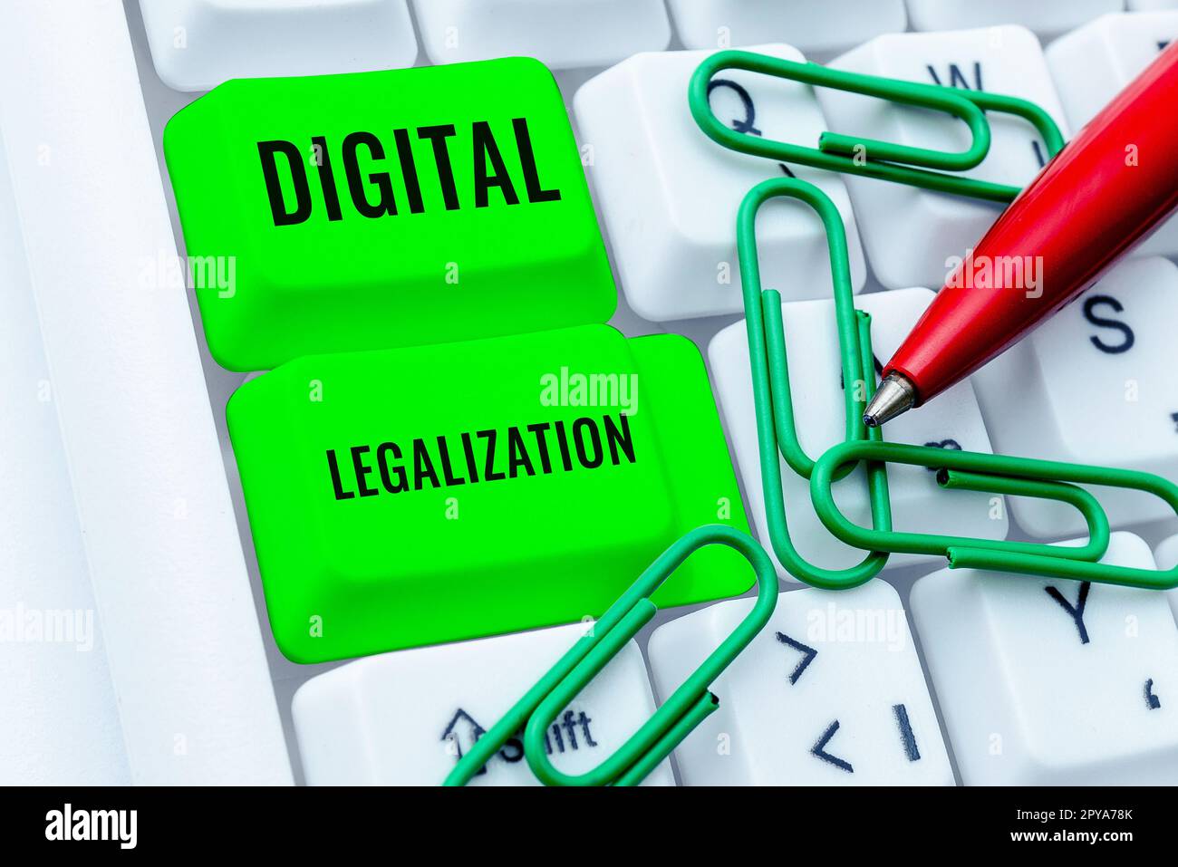 Handwriting text Digital Legalization. Word for accompanied by technology or by instructional practice Stock Photo
