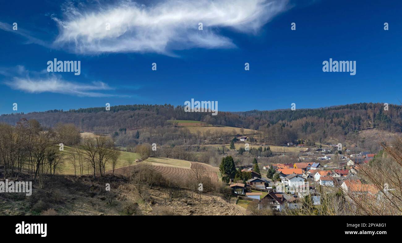 The small town of Wallenstein at the foot of the wellknown Wallenstein