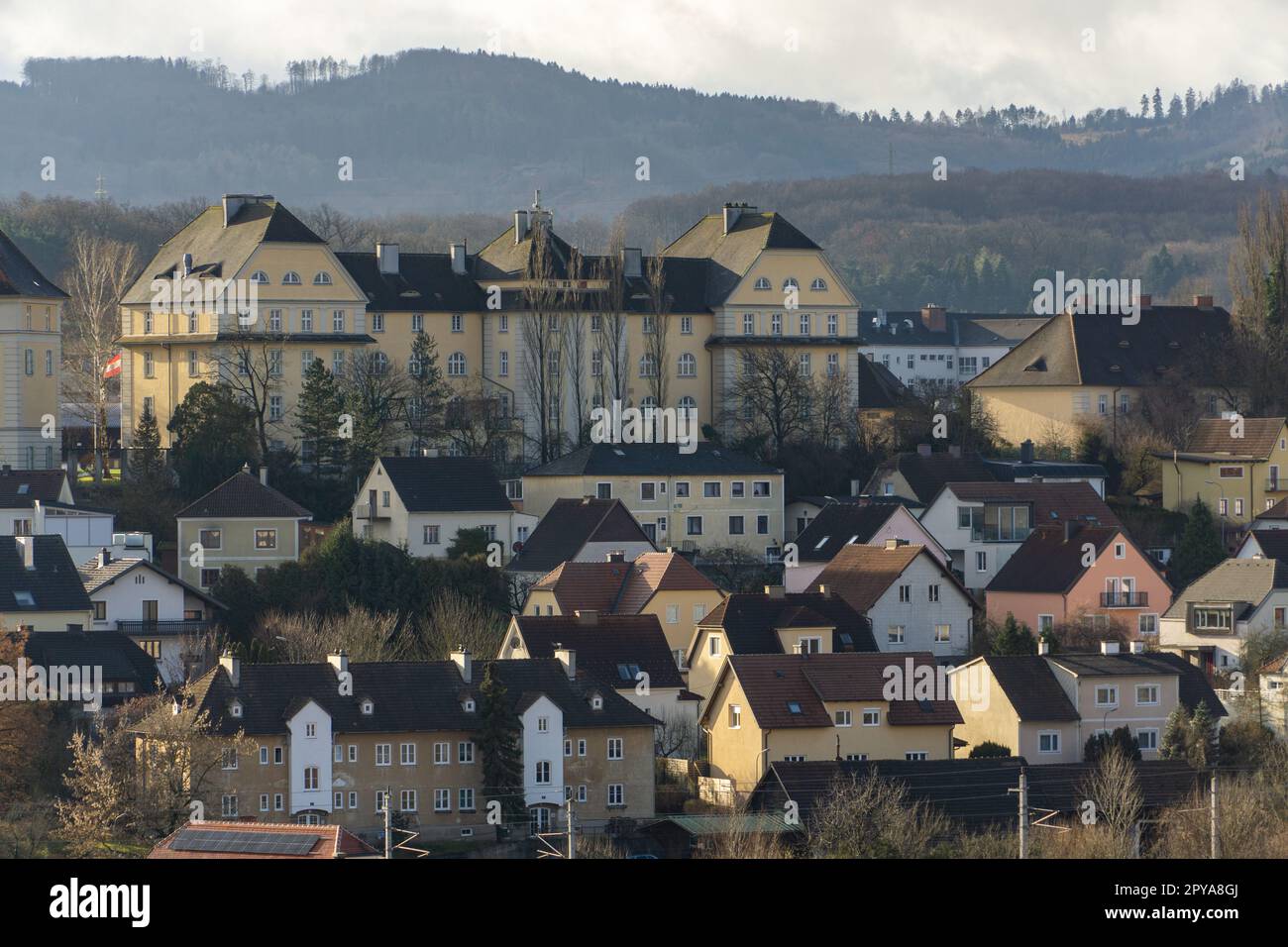 View over the city of Melk in Austria Stock Photo