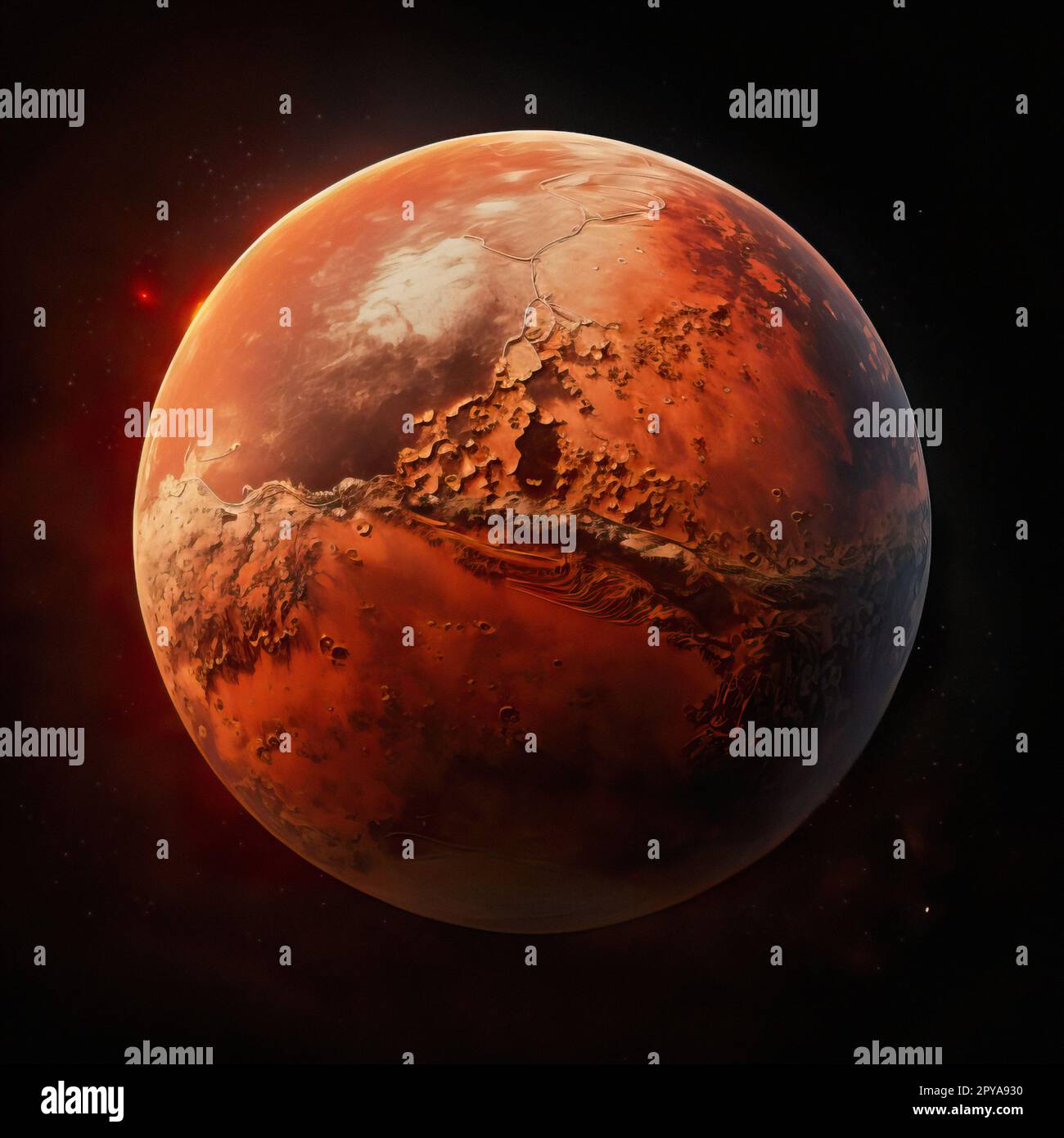 3D illustration Planet Mars isolated on black night sky. image elements furnished by NASA Stock Photo
