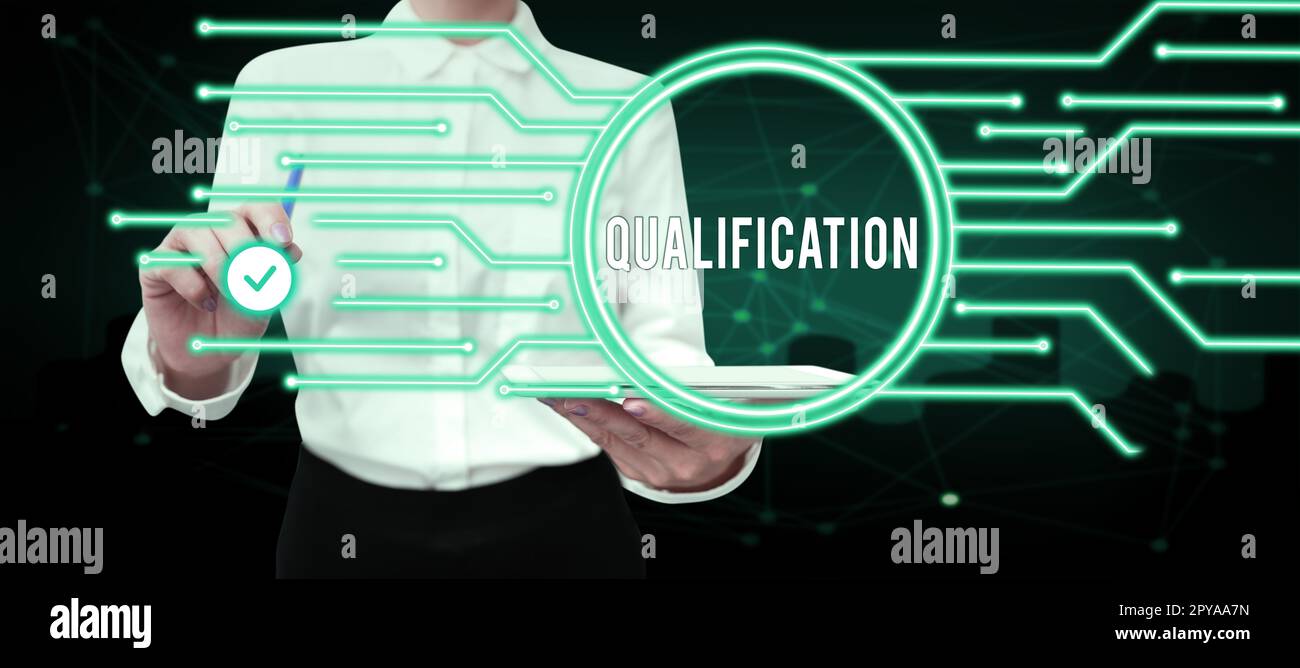 Qualification Text Writing displaying text Qualification. Word for Officially permission ...