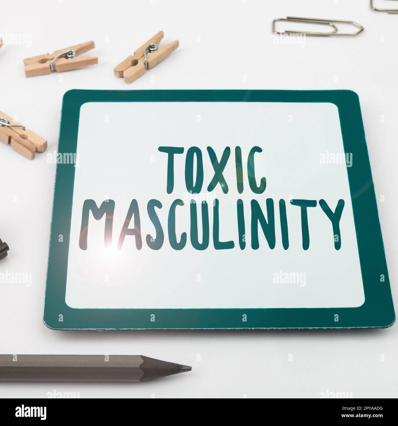 Sign displaying Toxic Masculinity. Word for describes narrow repressive type of ideas about the male gender role Stock Photo