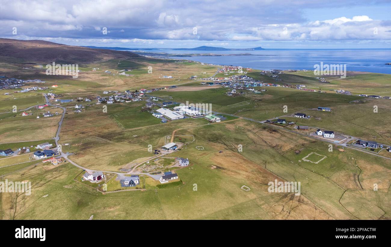 Hoswick Village , Sandwick, Shetland taken by Drone Stock Photo Alamy