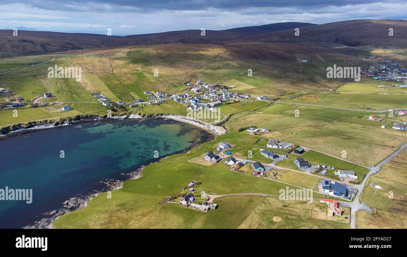 Hoswick Village , Sandwick, Shetland taken by Drone Stock Photo Alamy