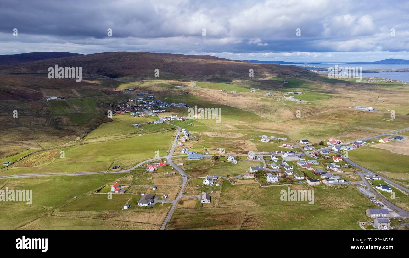 Hoswick Village , Sandwick, Shetland taken by Drone Stock Photo Alamy