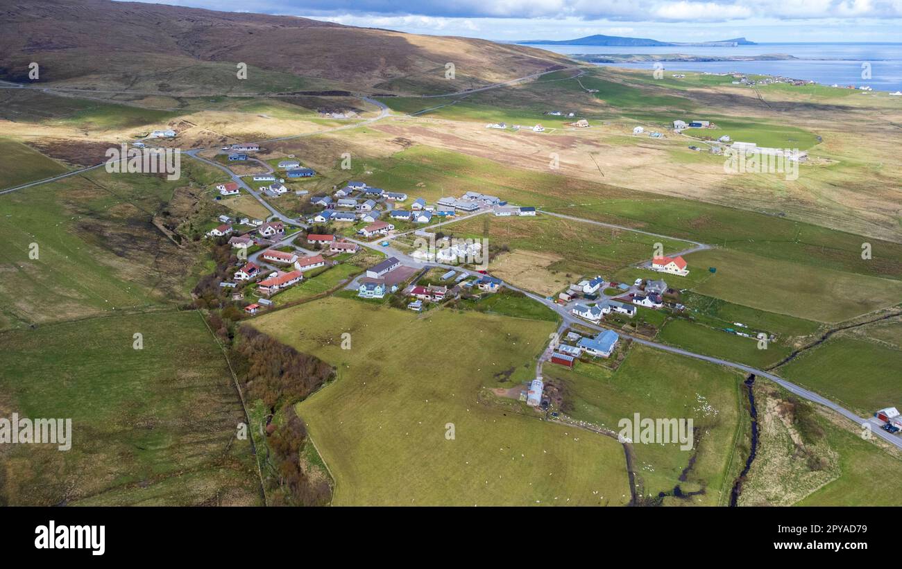 Hoswick Village , Sandwick, Shetland taken by Drone Stock Photo Alamy