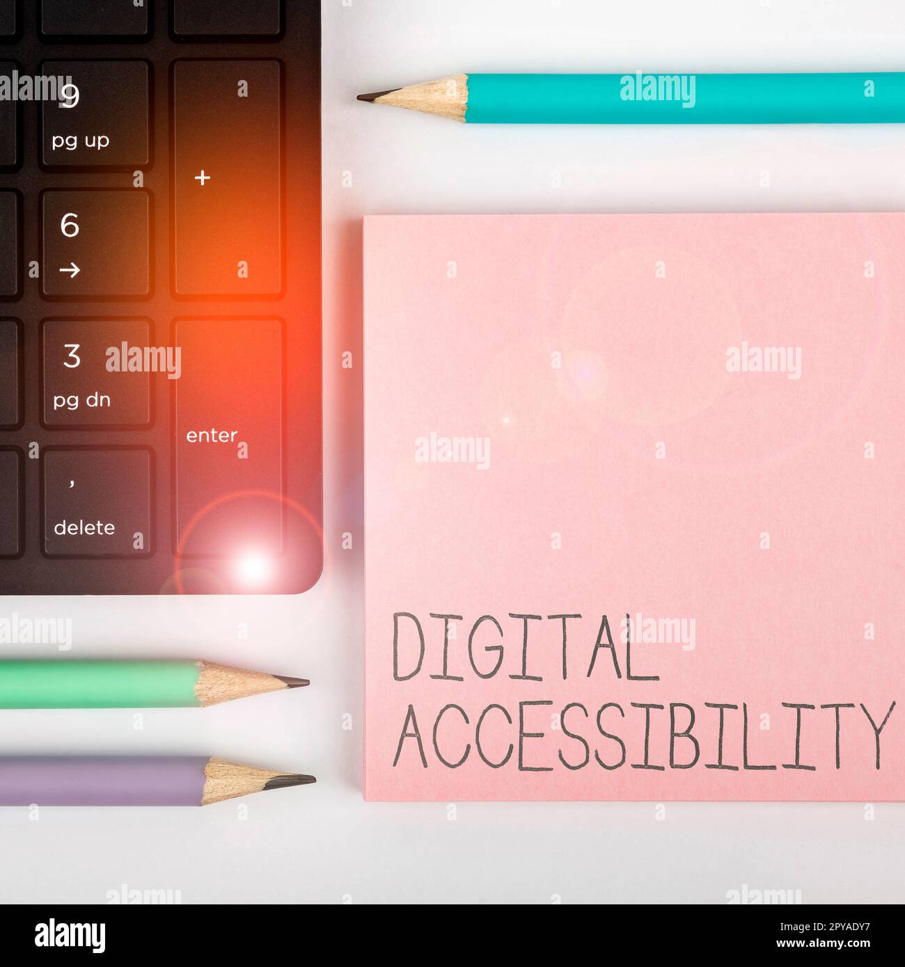Handwriting text Digital Accessibility. Business overview electronic technology that generates stores and processes data Stock Photo