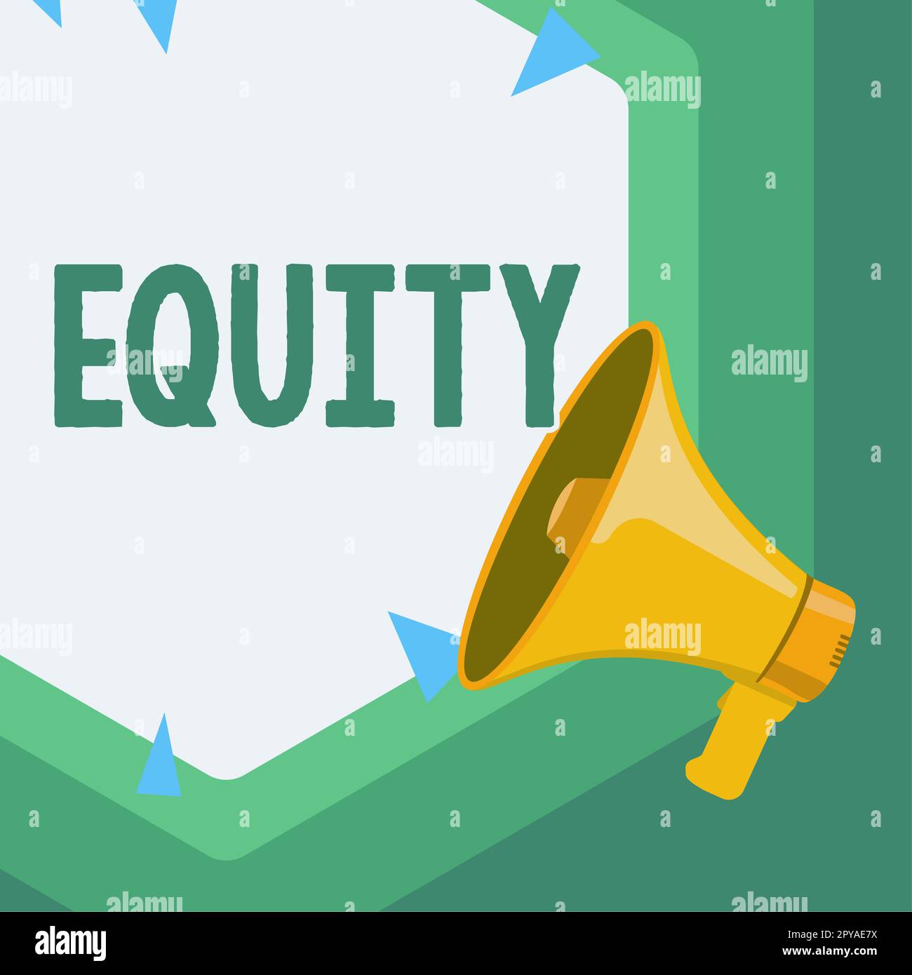 Text sign showing Equity. Business idea quality of being fair and impartial race free One hand Unity Stock Photo