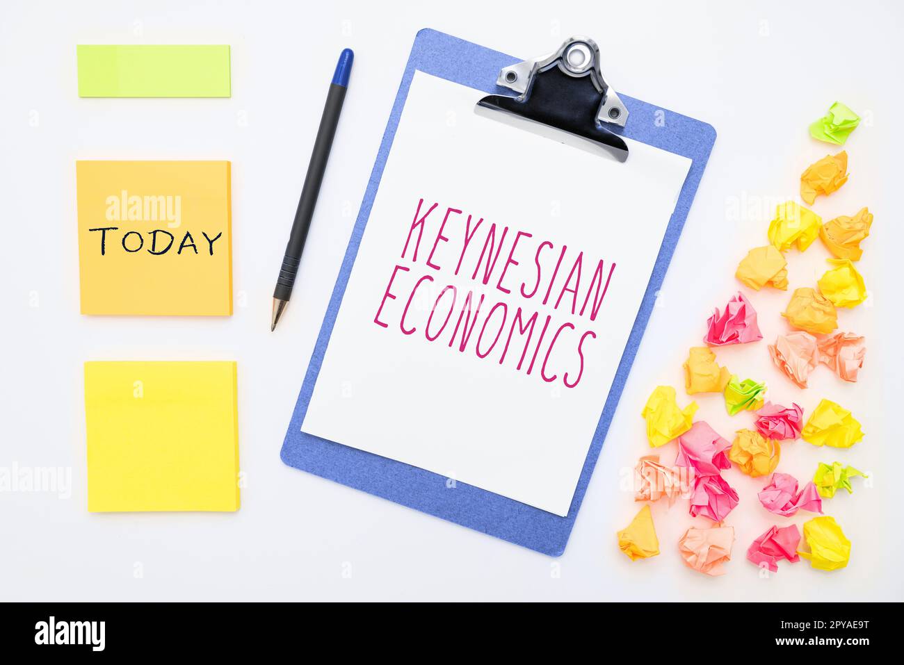 Text sign showing Keynesian Economics. Internet Concept monetary and fiscal programs by government to increase employment Stock Photo
