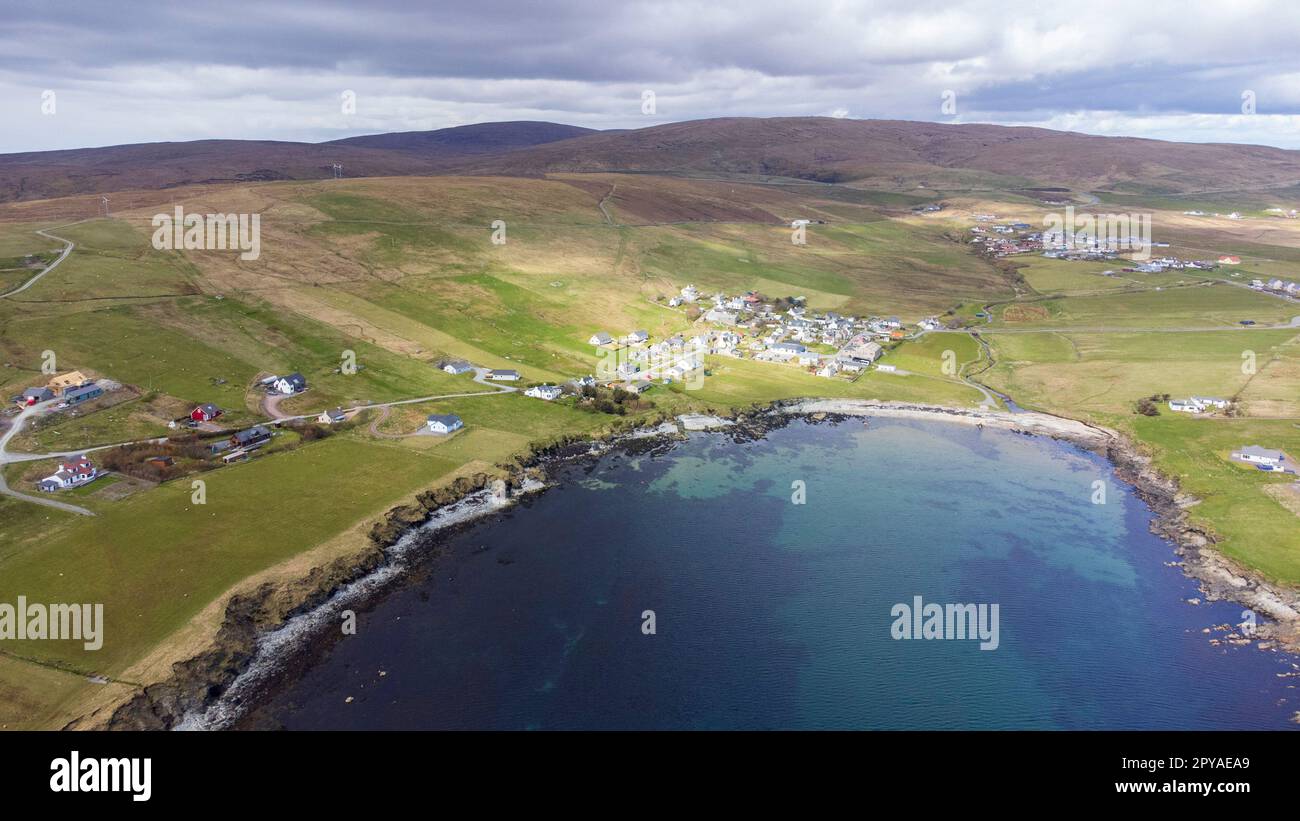 Hoswick Village , Sandwick, Shetland taken by Drone Stock Photo Alamy
