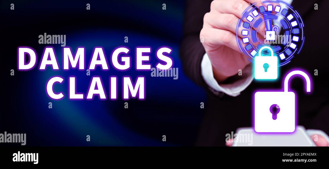 Compensation For Damage Sign Sign displaying Damages Claim. Concept meaning Demand Compensation ...