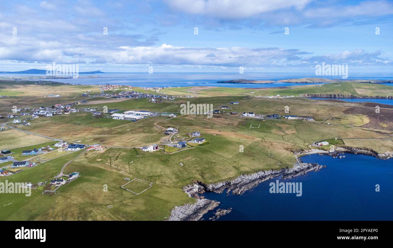 Hoswick Village , Sandwick, Shetland taken by Drone Stock Photo Alamy