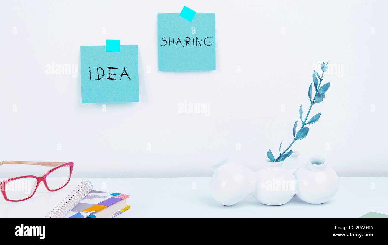 Sign displaying Idea Sharing. Internet Concept Startup launch innovation product, creative thinking Stock Photo