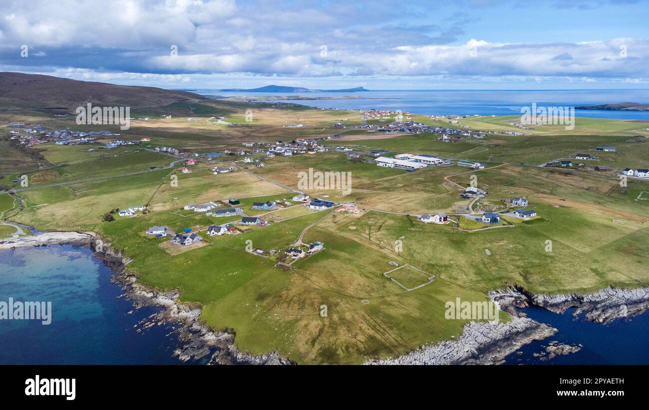 Hoswick Village , Sandwick, Shetland taken by Drone Stock Photo Alamy