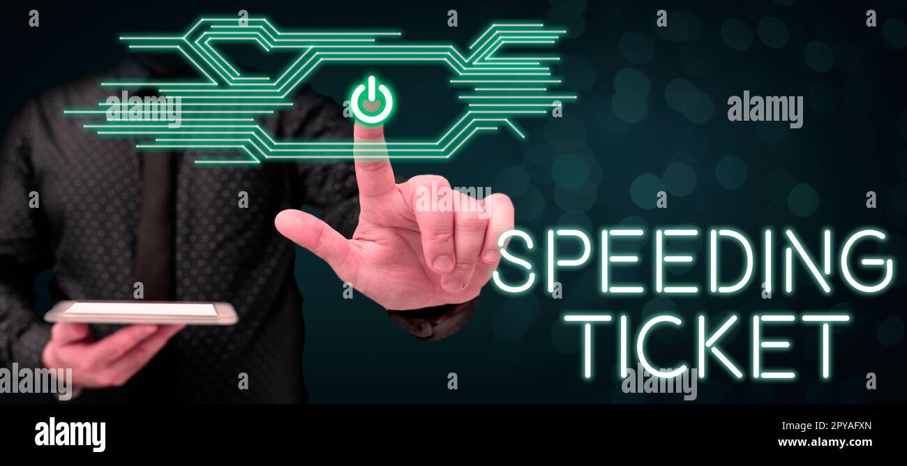 Text sign showing Speeding Ticket. Business showcase psychological test for the maximum speed of performing a task Stock Photo