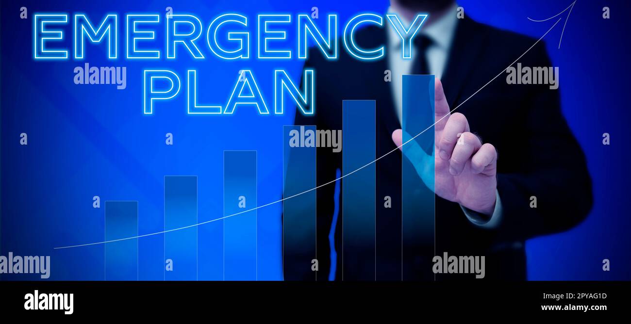 Conceptual display Emergency Plan. Conceptual photo Procedures for response to major emergencies Be prepared Stock Photo