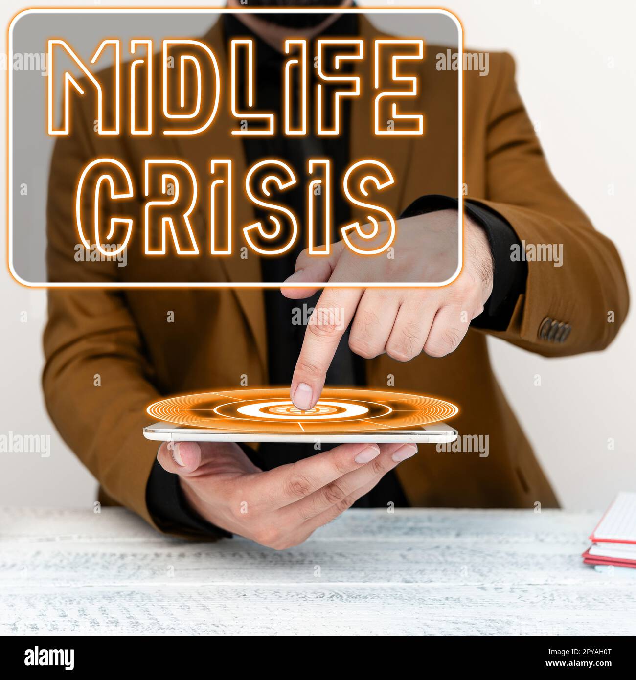 Conceptual caption Midlife Crisis. Word Written on Software development technique Decomposing an application Stock Photo