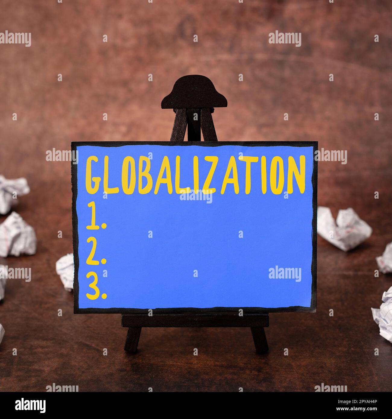 Hand writing sign Globalization. Business showcase development of an ...