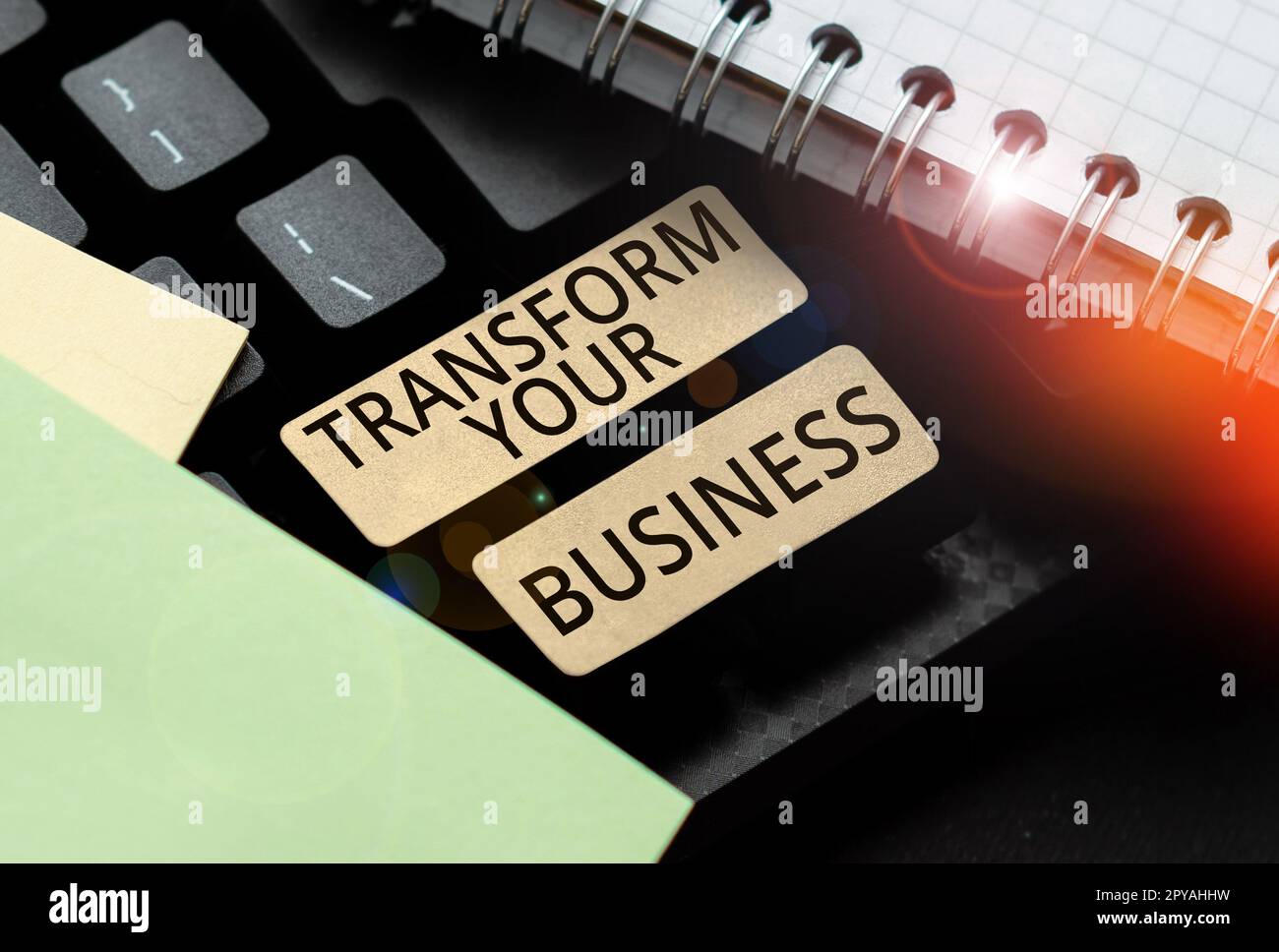 Text caption presenting Transform Your Business. Business showcase Modify energy on innovation and sustainable growth Stock Photo