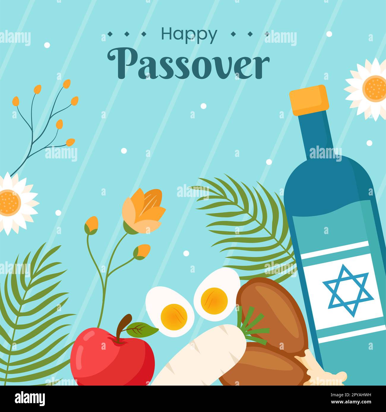 Happy Passover Jewish Holiday Social Media Background Illustration Cartoon Hand Drawn Templates Stock Photo