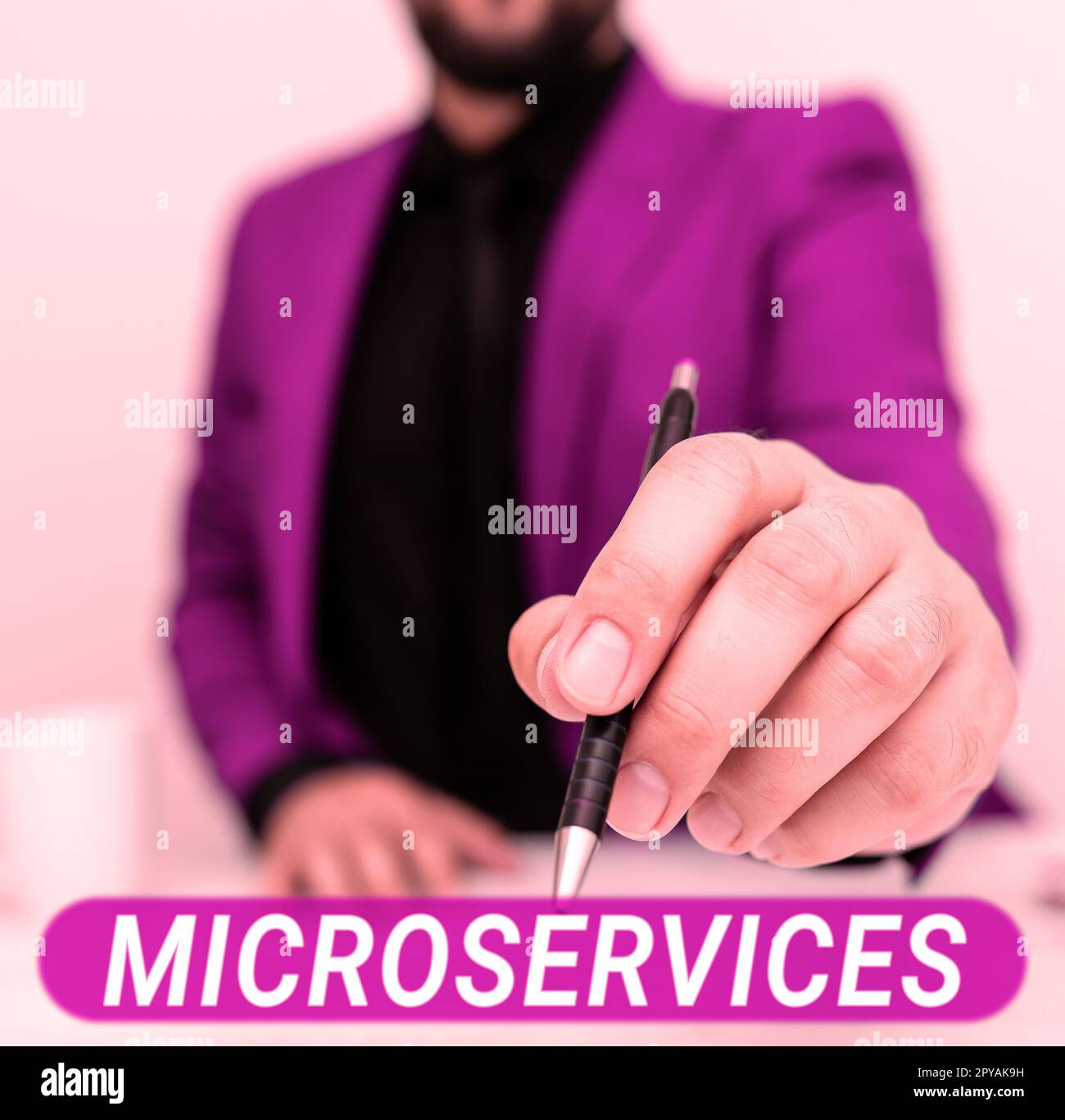 Sign displaying Microservices. Business overview Software development technique Building single function module Stock Photo