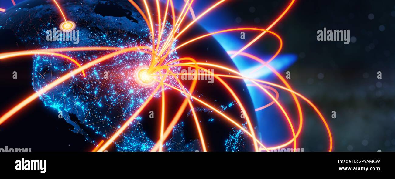 Global connection concept. Planet earth network sphere. 3d rendering ...