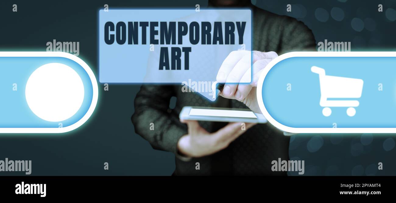 Handwriting text Contemporary Art. Business concept made today by living artists influenced by advancing world Stock Photo