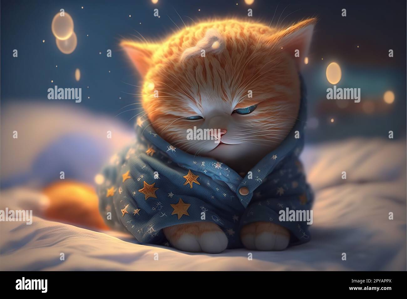 Purrfect Dreams A Kitten in Pajamas Stock Photo Alamy